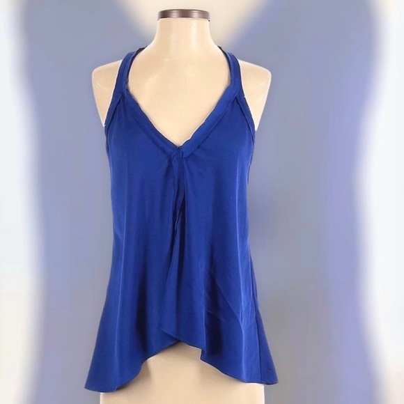 BCBGMAXAZRIA 100% Polyester Solid Blue Sleeveless Blouse Size XXS - Picture 2 of 4